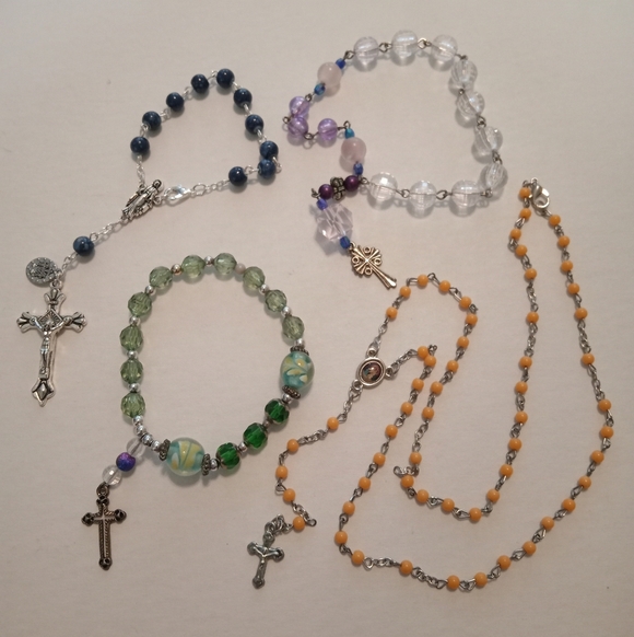 unknown Jewelry - #614.  Religious Bracelet And Rosary Bundle
